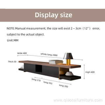 Nordic Stainless Steel Walnut Color Storage TV Stand